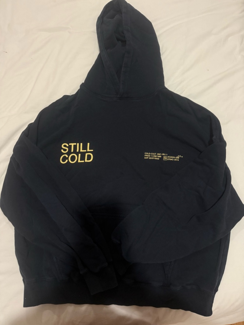 Still Cold Black Hoodie with Yellow Print